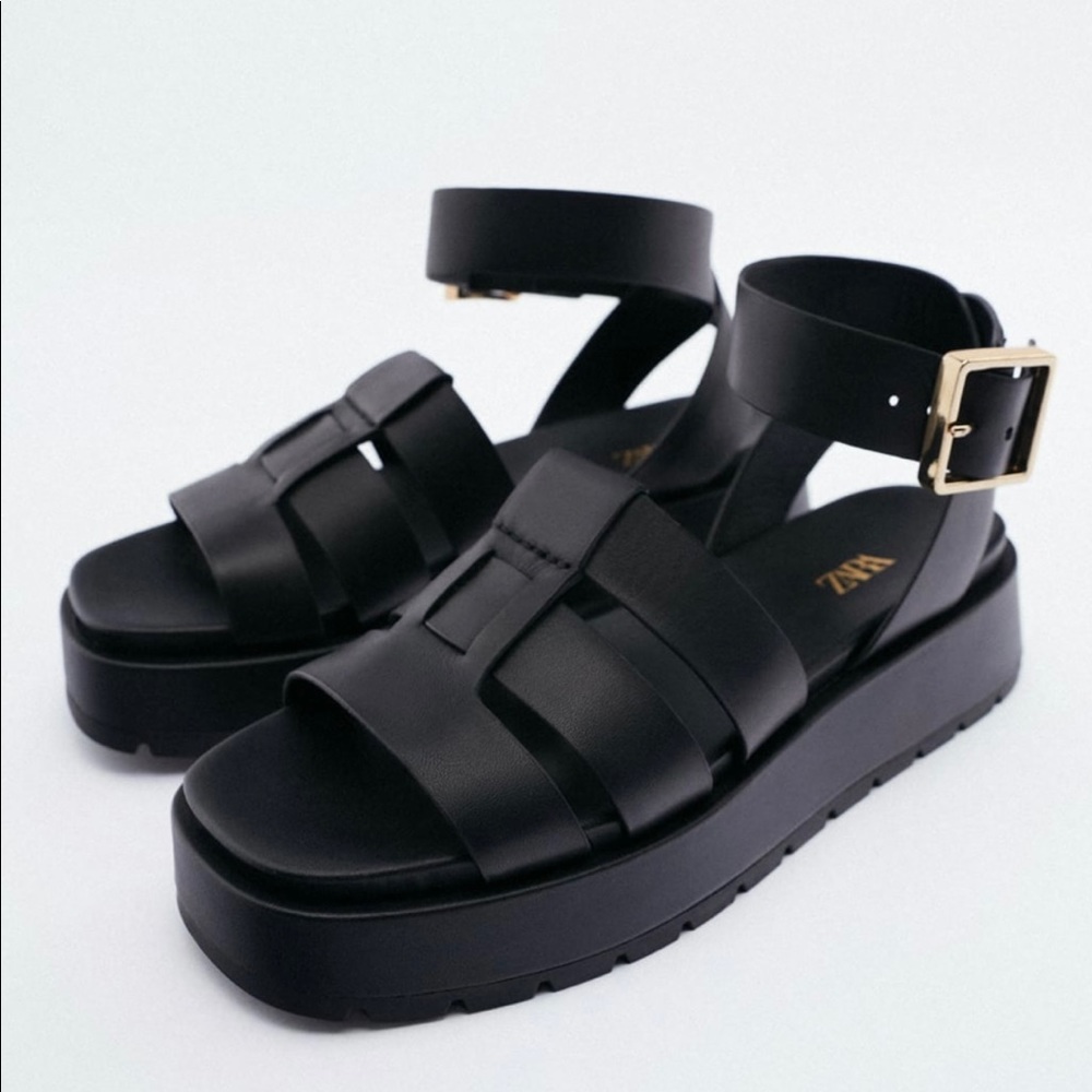 Zara Fisherman Leather Sandals